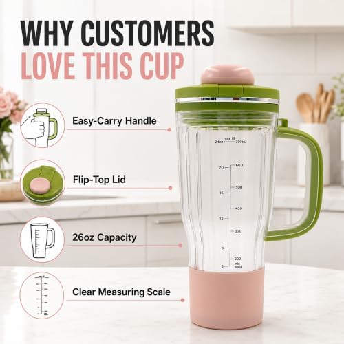 26oz Replacement Travel Tumbler for Ninja BlendBoss Blender, Green - Image 2