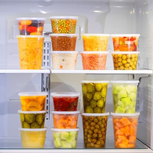 24 Pack 32 Oz Plastic Deli Containers with Lids, Clear Food Storage