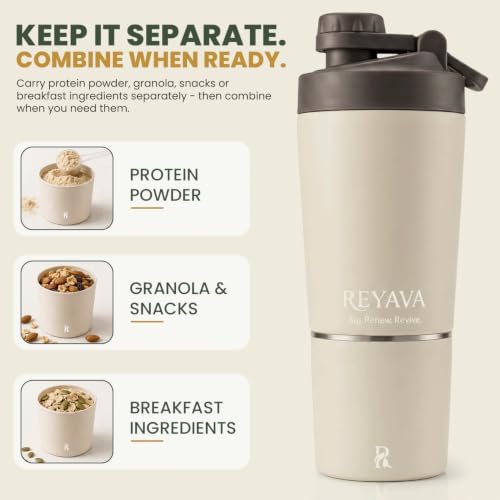 Insulated Stainless Steel Shaker Bottle, Protein Shaker with Storage Cup & Built-In Whisk, 15 oz Bottle + 5 oz Storage - Image 5