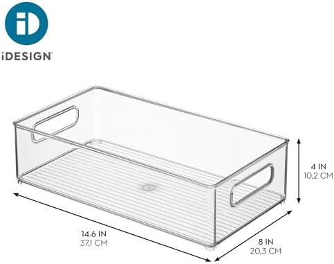 Stackable Fridge Bin, Clear, Set of 2