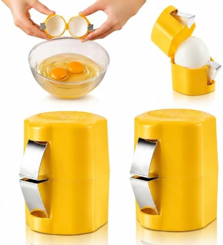 Egg Shell Opener, 2-in-1 for Raw & Boiled Eggs，Yellow by Unknown