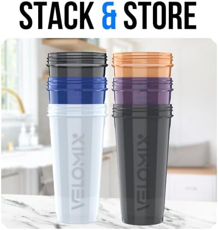 VELOMIX 6 Pack 28oz Protein Shaker Bottle for Protein Mixes, Elemental Mix - Image 6