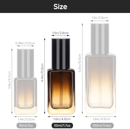 Segbeauty 1.69oz Glass Pump Bottle, 4 Pack Empty Lotion Containers 50ml Travel Size Pump Bottles Glass Lotion Dispenser Gradient Brown Foundation Bottle for Essential Oil Blends Cream - Image 4