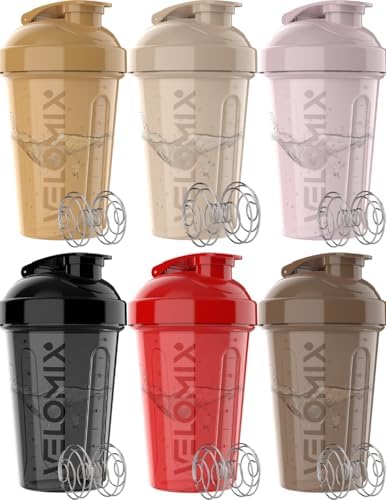 VELOMIX 6 Pack 20oz Shaker Cups for Protein Shakes, Midnight Clay by VELOMIX