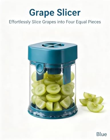 Grape Cutter for Toddlers, Strawberry Slicer & Tomato Cutter, Blue - Image 2