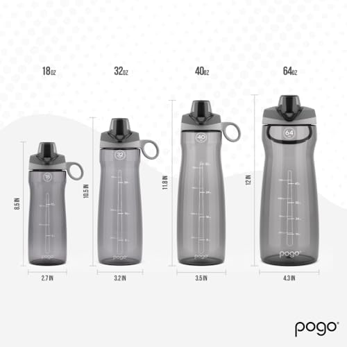 Pogo BPA-Free Tritan Plastic Water Bottle with Chug Lid, 40 Oz, Grey - Image 4