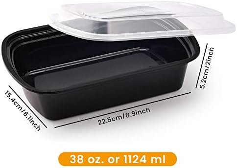 38oz Meal Prep Containers, Extra Large &Thick Food Storage Containers with Lids, Reusable Plastic,Disposable Bento Box,Stackable,Microwave/Freezer/Dishwasher Safe, BPA Free (30Pack)