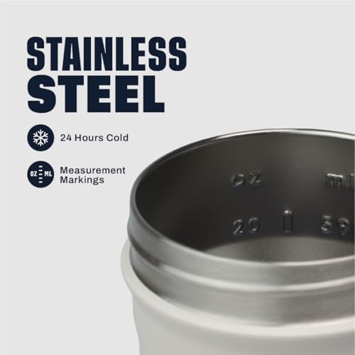BlenderBottle Sport Flip Stainless Steel Shaker Bottle 24 oz Grey/White - Image 3