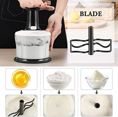 Vegetable Chopper Food Chopper, Quick Hand Press Chopper Dicer, Pro Food Cutter, Easy to Chop Vegetables, Fruits, Herbs, Salsa, Puree, Pesto, ABS Food Grade Material 1.2L White