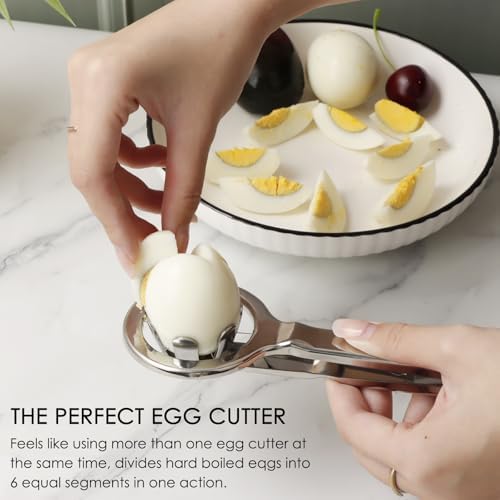 Best Utensils Stainless Steel Egg Slicer Wedger Cutter, Divides Hard Boiled Eggs Into 6 Equal Segments In One Action - Image 5
