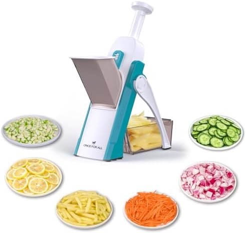 ONCE FOR ALL Safe Mandoline Slicer Kitchen, All in 1 Vegetable Slicer, Blue by ONCEFORALL