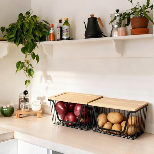 2 PACK Pantry Organizers and Storage, Stackable Onion Potato Bins