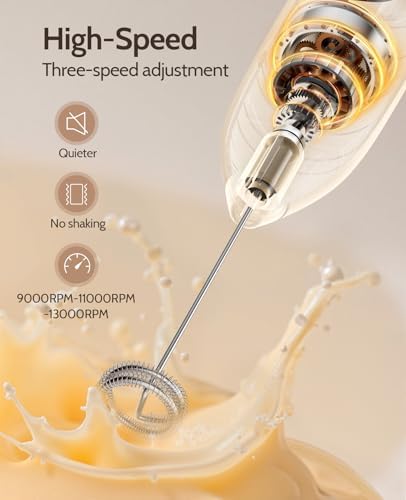 Milk Frother Handheld: LED & Wireless Charge, 3 Heads 3 Speeds - Image 4