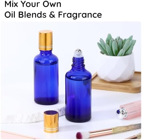 Segbeauty 1.7oz Thick Glass Refillable Roller Ball Applicator for Oil, 5pcs Blue Perfume Roller Bottles for Essential Oils, 50ml Empty Roll On Bottle for Eye Essence, Glass Perfume Rollerball Bottles - Image 5