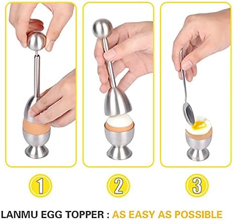 Xicennego Egg Cracker Topper Set of 5 - Includes 2 Egg Cups, 2 Spoons and 1 Cutter - Stainless Steel Easy Egg Opener - Image 6