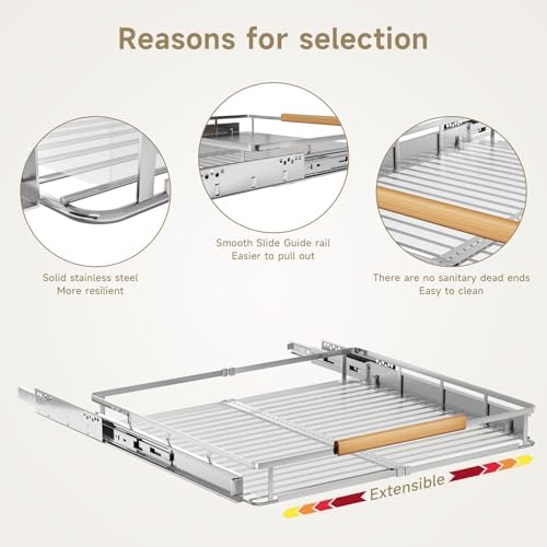 16.3~26.3"x17.3" Pull Out Cabinet Organizer，1Pack Expandable Sliding Cabinet Shelves，Side Mounting