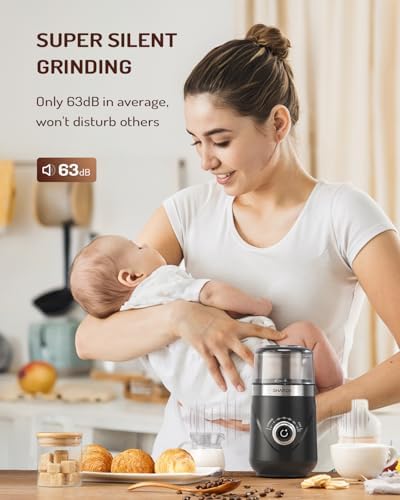 SHARDOR Electric Super Silent Blade Coffee Grinder, Timed Grind Control Rotary Knob, Adjustable Coarse to Fine for Coffee Beans, Spices & Herbs, with 1 Removable Stainless Steel Bowl, Matte Black - Image 3