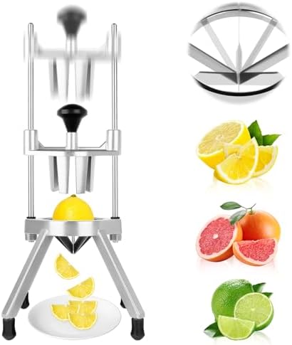 Commercial Lemon Cutter 8-Section with V-Shaped 420 Stainless Steel Blades Stainless Steel Blade Fruit Lemon Slicer Wedges Cutter for Fruits and Vegetables for Home&Commercial Use by Unknown