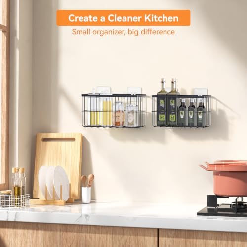 2-Pack Adhesive Cabinet Door Organizer, 5.9" Inside Cabinet Storage