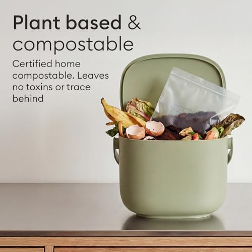 Compostable Quart Zip Bags 30 Count, Plant-Based, Home Compostable