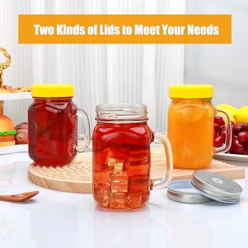 16oz Mason Jars with Handle, Glass Mugs with Straws and Lids 12 Pack