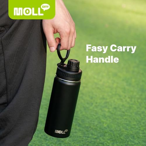 Kids Insulated Water Bottle,16 oz Stainless Steel,Black