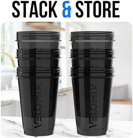 6 Pack 20oz Protein Shaker Bottle for Protein Mixes, All in Black