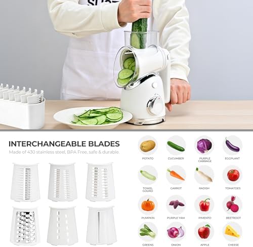 SUSTEAS Rotary Cheese Grater Hand Crank, Kitchen Shredder Vegetable Slicer - Image 4