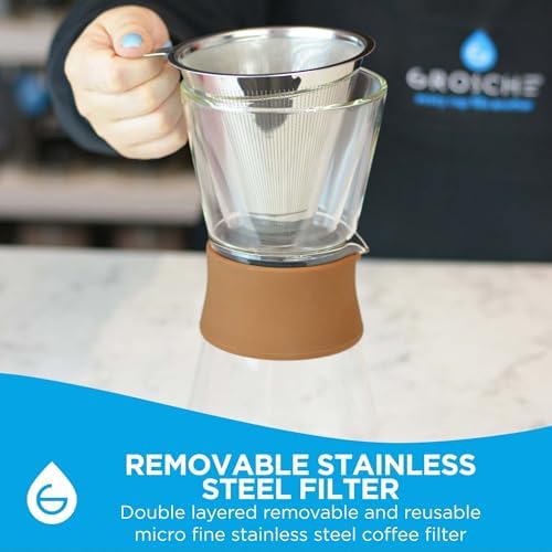 Amsterdam Glass Pour Over Coffee Maker with Steel Filter 27.6 Fl Oz