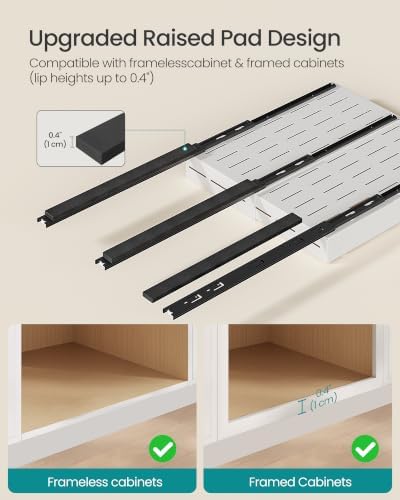 2 Pack Expandable Pull Out Cabinet Organizer 21"Deep 3 Rail Slide