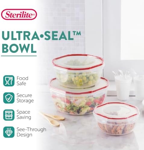 Ultra-Seal Bowl, Large Airtight Food Storage, 4.7 Qt, 4-Pack