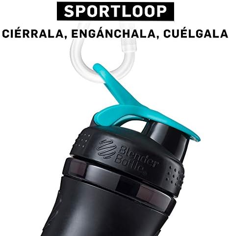 BlenderBottle SportMixer Tritan Grip Shaker Bottle, Transparent Black/Teal, 28-Ounce - Image 2