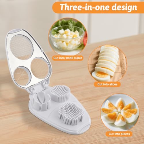 3 in 1 Egg Slicer for Hard Boiled Eggs,with Cleaning Brush,Egg Cutter - Image 2