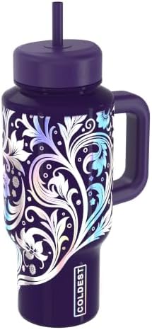 Coldest Tumbler with Handle & Coffee Lid - 100% Spill Proof Tumbler (3 Lids) - Stainless Steel Insulated Leakproof Tumblers for Women & Men - Cup Holder Friendly - 24 oz (Secret Garden) by Coldest