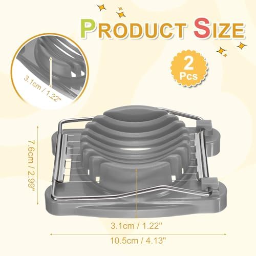 uxcell 2 Pack Egg Slicer for Hard Boiled Eggs, Stainless Steel Wire, Gray - Image 2