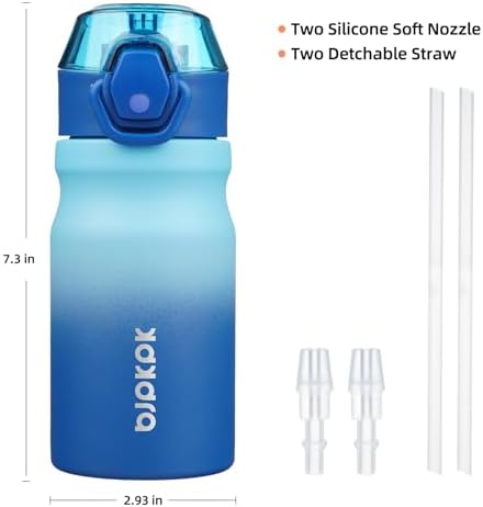 BJPKPK 14 oz Insulated Water Bottle, Straw, Handle, Stainless Steel Flask - Image 4