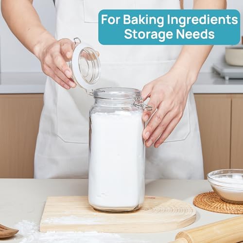 78oz Glass Food Storage Jars with Airtight Clamp Lids, 3 Pack