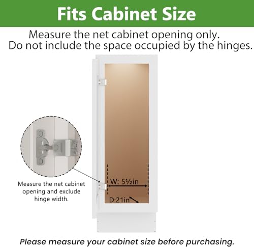 Pull Out Spice Rack Cabinet Organizer 5" W x 20½" D, 3 Tier Heavy Duty Slide Out Wood Shelf for Narrow Cabinet, Pull Out Storage for Kitchen
