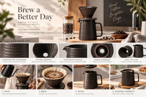 Stoneware Pour Over Coffee Set with Dripper & 16 fl oz Carafe