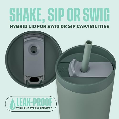 BlenderBottle Tumbler 2-in-1 Stainless Steel Shaker Bottle 24 oz, Sea Glass - Image 2