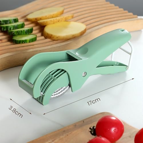 Upgrade 2 pack Stainless Steel Banana Strawberry Cucumber Carrot Egg Sausage Thin Slicer Cutter kitchen gadget (green) - Image 2