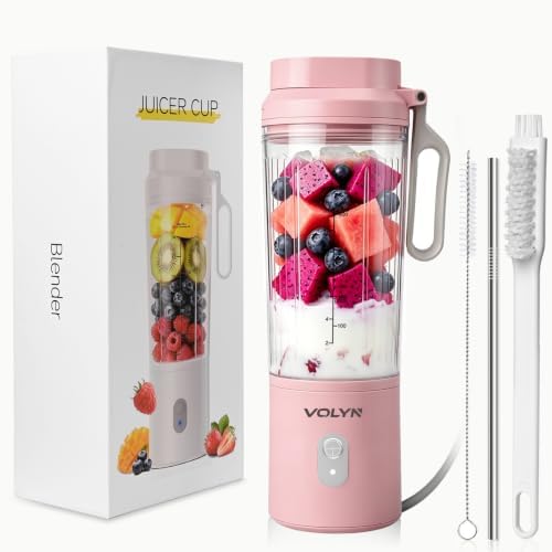 VOLYN Mini Electric Blender Smoothie Maker with Straw & Cleaning Brush by Unknown