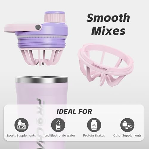 PROCHAIN Insulated Stainless Steel Protein Shaker Bottle, 20oz Metal Mixer - Image 4