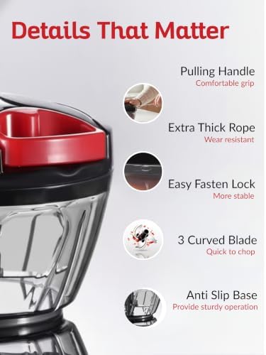Manual Pull Mini Chopper 400ml – Handheld Vegetable Chopper for Onion, Garlic, Nuts, Herbs & Salad Prep – Compact Food Processor with Sharp Stainless Steel Blades, BPA-Free & Easy to Clean