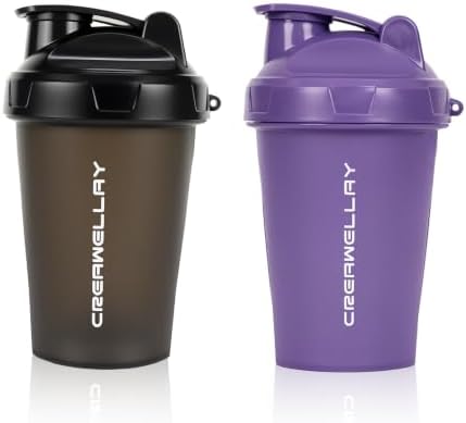 17oz Small Protein Shaker Bottle with Blending Ball Black&Purple by CREAWELLAY