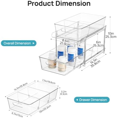 2 Pack Larger Pull Out Bathroom Under Sink Organizer (M-Standard)