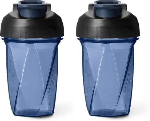 YETI Yonder Helimix Vortex Blender Shaker Bottle Holds up to 20oz | No Blending Ball or Whisk | USA Made | Portable Pre Workout Whey Protein Drink Shaker Cup | Dishwasher Safe, Navy (Pack of 2) by YETI