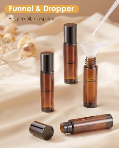 Essential Oil Roller Bottles - 25 Pack Refillable 10ml Glass Roller Bottles - Image 6
