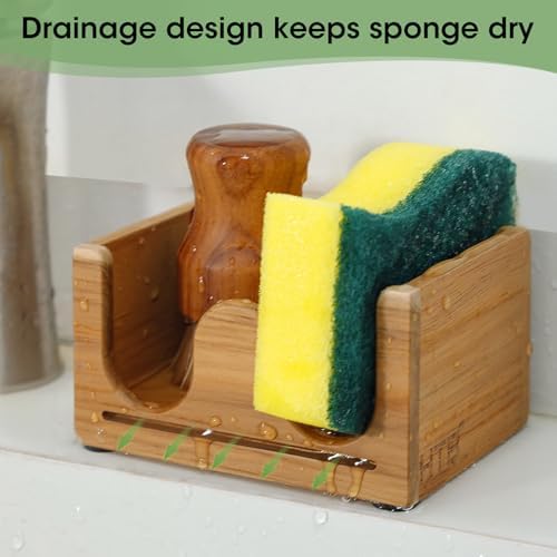 Sponge Holder for Kitchen Sink Teak Wood,Self Draining