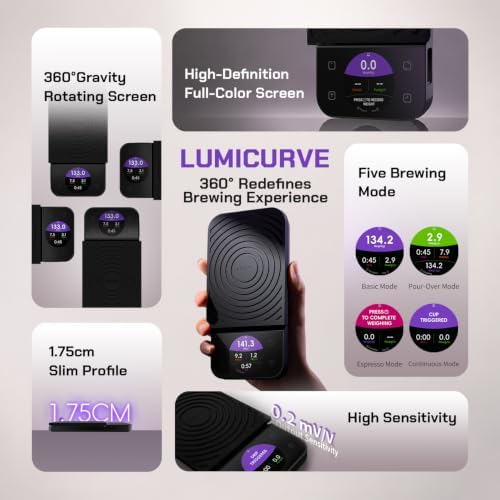Lumicurve Coffee Scale with Timer, Rechargeable Pour Over Coffee Scale